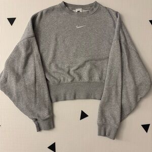 Nike Gray Cropped Oversized Crewneck Sweatshirt